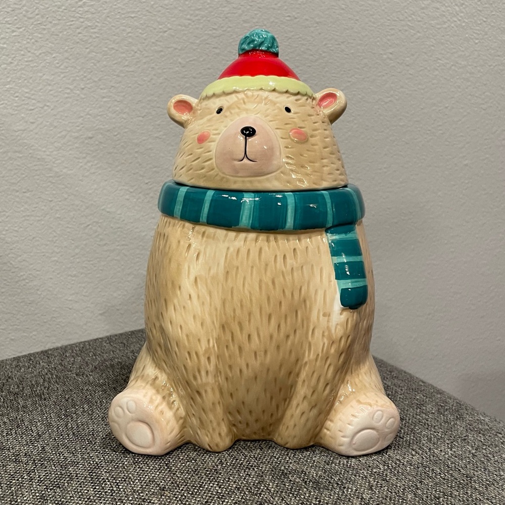 Winter Polar Bear Cookie Jar Canister 2014 Sleigh Bell Bistro